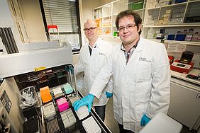 [Translate to englisch:] Dr. Marc Beyer (links) und Daniel Sommer vom LIMES-Institut der Universität Bonn